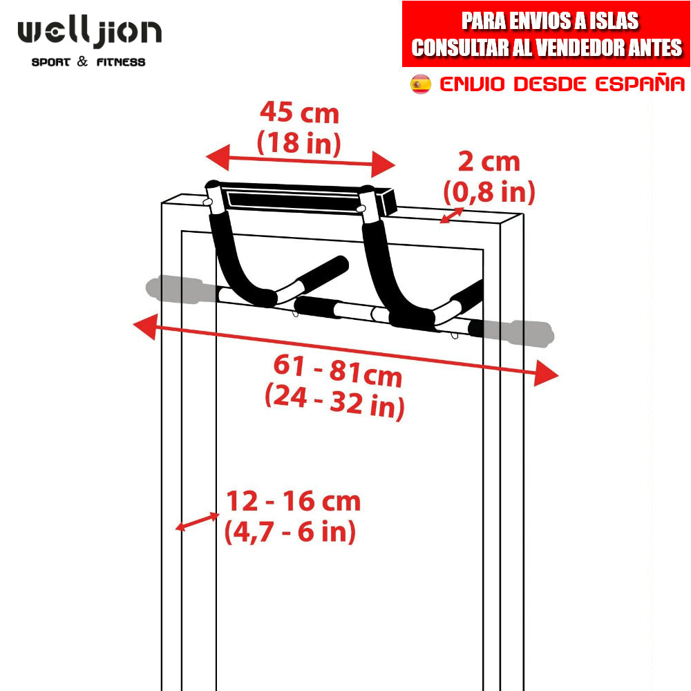 Dominated bar for door, gym, pull up, grip pull