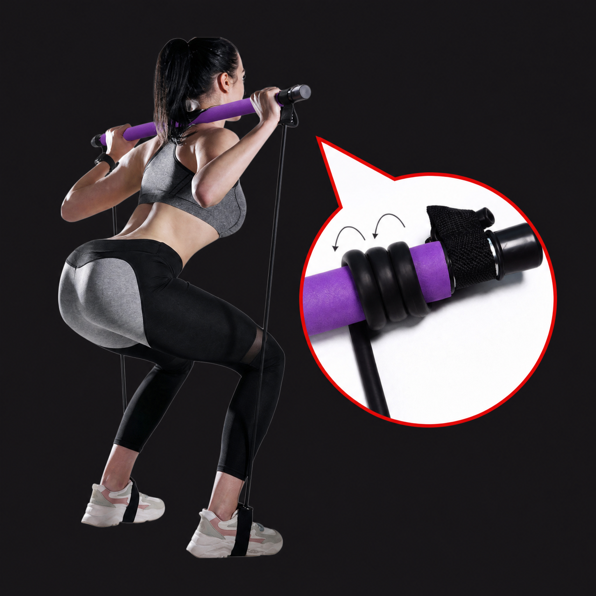 Fitness Yoga Pilates Bar Portable Gym Accessories Sport Elastic